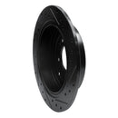 R1 16-22 Hyundai Tucson Rear Left Drilled & Slotted Black Brake Rotor