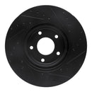 R1 98-06 Jaguar XK8 Front Left Drilled & Slotted Black Brake Rotor