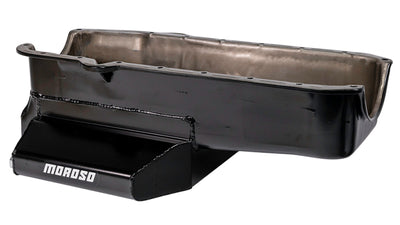Moroso 80-85 Chevy SBC/Dart (w/2 Pc Seal/Low Clearance) Wet Sump 7qt 7in Steel Oil Pan - Black