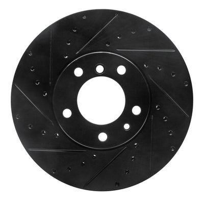 R1 91-01 BMW 740I Front Left Drilled & Slotted Black Brake Rotor