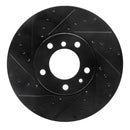 R1 91-01 BMW 740I Front Left Drilled & Slotted Black Brake Rotor