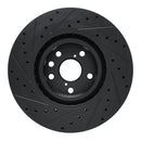 R1 11-25 Lexus IS200T Right Front Drilled & Slotted Black Brake Rotor