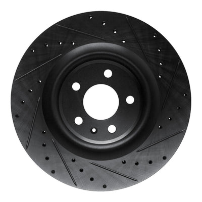 R1 17-25 Audi Q8 e-Tron Rear Right Drilled & Slotted Black Brake Rotor