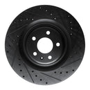 R1 17-25 Audi Q8 e-Tron Rear Right Drilled & Slotted Black Brake Rotor