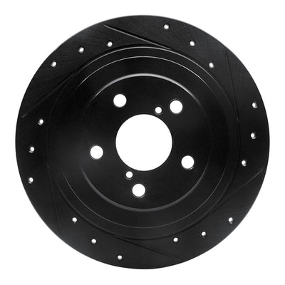 R1 00-06 Subaru BAJA Rear Right Drilled & Slotted Black Brake Rotor