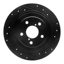 R1 00-06 Subaru BAJA Rear Right Drilled & Slotted Black Brake Rotor