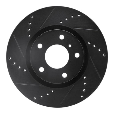 R1 03-05 Infiniti G35 Front Left Drilled & Slotted Black Brake Rotor