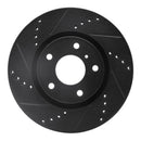 R1 03-05 Infiniti G35 Front Left Drilled & Slotted Black Brake Rotor