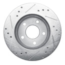 R1 86-92 Ford Taurus (Excl SHO) Rear Right Front Right Drilled & Slotted Silver Brake Rotor