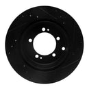R1 92-96 Mitsubishi DIAMANTE Rear Left Drilled & Slotted Black Brake Rotor