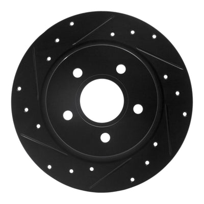 R1 12-18 Ford Focus Rear Left Drilled & Slotted Black Brake Rotor