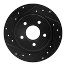 R1 12-18 Ford Focus Rear Drilled & Slotted Black Brake Rotor Set