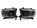 Raxiom 07-13 Toyota Tundra Axial Series Headlights w/ LED Bar- Black Housing (Clear Lens)
