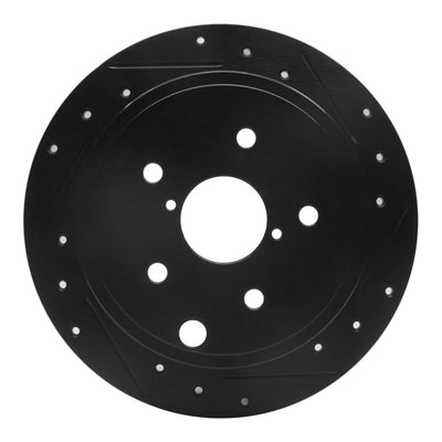 R1 15-21 Subaru WRX Rear Right Drilled & Slotted Black Brake Rotor