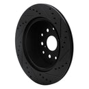 R1 93-98 Toyota Supra Rear Left Drilled & Slotted Black Brake Rotor
