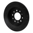 R1 07-08 Hyundai Tiburon Rear Left Drilled & Slotted Black Brake Rotor