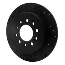 R1 07-08 Hyundai Tiburon Rear Left Drilled & Slotted Black Brake Rotor