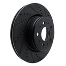 R1 17-25 Tesla Model 3 Front Right Drilled & Slotted Black Brake Rotor