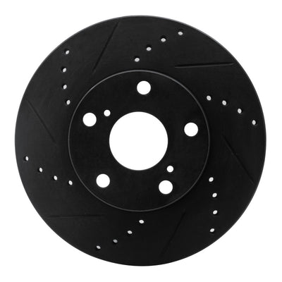R1 05-15 Toyota Tacoma Front Left Drilled & Slotted Black Brake Rotor