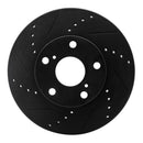 R1 05-15 Toyota Tacoma Front Left Drilled & Slotted Black Brake Rotor