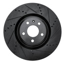R1 12-20 Audi A7 Quattro Front Right Drilled & Slotted Black Brake Rotor