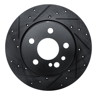 R1 91-99 Mercedes-Benz 300SE Rear Left Drilled & Slotted Black Brake Rotor