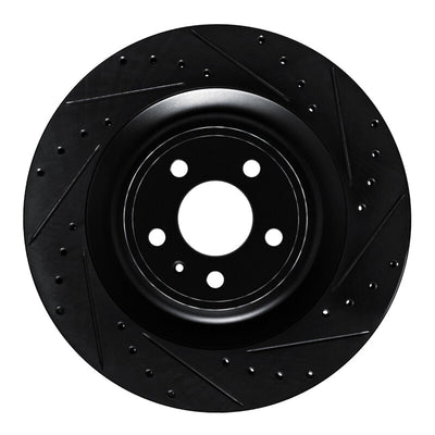 R1 15-18 Porsche Macan Rear Right Drilled & Slotted Black Brake Rotor