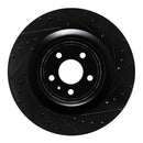 R1 15-18 Porsche Macan Rear Right Drilled & Slotted Black Brake Rotor