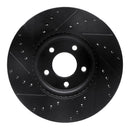 R1 07-13 Mazda 3 Front Right Drilled & Slotted Black Brake Rotor