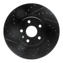 R1 08-17 Cadillac CTS Front Left Drilled & Slotted Black Brake Rotor