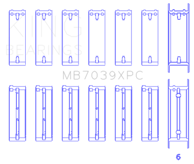 King BMW M20/M50 2.0L/2.5L/2.7L Crankshaft Main Bearings Set (Size .025) - 7 Pairs Coated