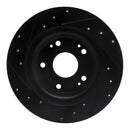 R1 17-20 Honda Civic Sedan Rear Right Drilled & Slotted Black Brake Rotor
