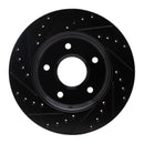 R1 08-16 Chrysler Town & Country Front Right Drilled & Slotted Black Brake Rotor