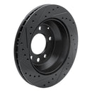 R1 03-18 Audi Q7 Rear Right Drilled & Slotted Black Brake Rotor
