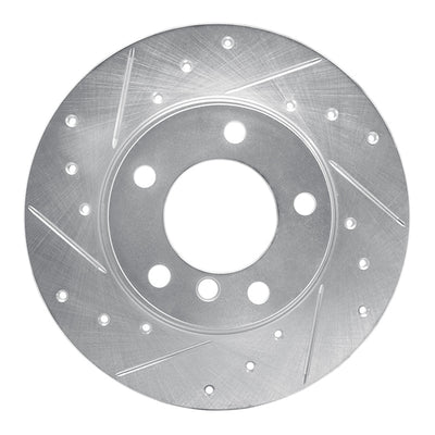 R1 95-98 BMW 318TI Front Left Drilled & Slotted Silver Brake Rotor