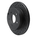 R1 06-12 Mitsubishi Eclipse Rear Left Drilled & Slotted Black Brake Rotor
