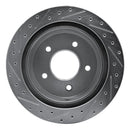 R1 04-06 Ford E-150 Rear Right Drilled & Slotted Silver Brake Rotor