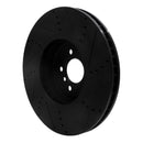 R1 2009-2017 BMW 550I GT xDrive Left Front Drilled & Slotted Black Brake Rotor