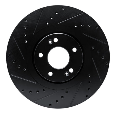 R1 20-25 Hyundai Palisade Front Left Drilled & Slotted Black Brake Rotor