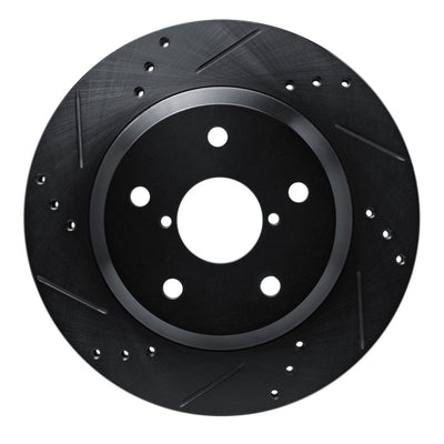 R1 -25 Subaru Crosstrek Rear Left Drilled & Slotted Black Brake Rotor