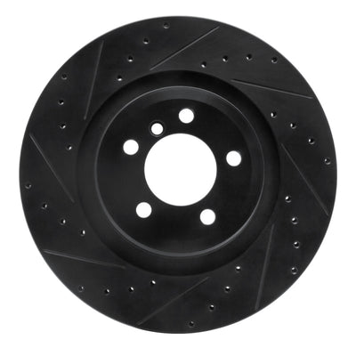 R1 07-08 BMW ALPINA B7 Rear Left Drilled & Slotted Black Brake Rotor