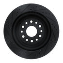 R1 19-25 Ram 1500 Rear Right Drilled & Slotted Black Brake Rotor