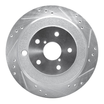 R1 06-14 Subaru B9 TRIBECA Rear Right Drilled & Slotted Silver Brake Rotor