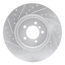 R1 02-05 BMW 760I Rear Right Drilled & Slotted Silver Brake Rotor