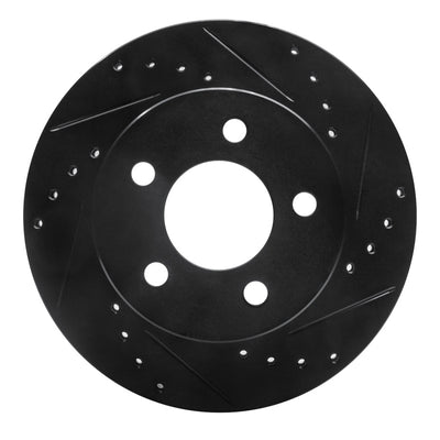 R1 90-99 Jeep Cherokee Front Right Drilled & Slotted Black Brake Rotor