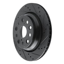 R1 07-17 Lexus LS460 Rear Right Drilled & Slotted Black Brake Rotor