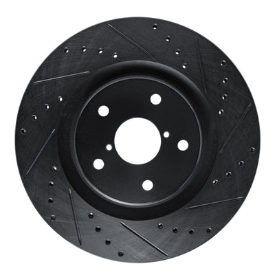 R1 20-25 Subaru Crosstrek Front Right Drilled & Slotted Black Brake Rotor