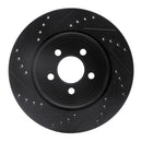 R1 05-23 Chrysler 300 Front & Rear Drilled & Slotted Black Brake Rotor Set