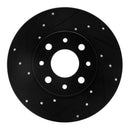 R1 13-19 Fiat 500E Rear Left Drilled & Slotted Black Brake Rotor