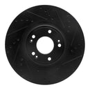 R1 09-14 Hyundai Genesis Sedan Front Right Drilled & Slotted Black Brake Rotor